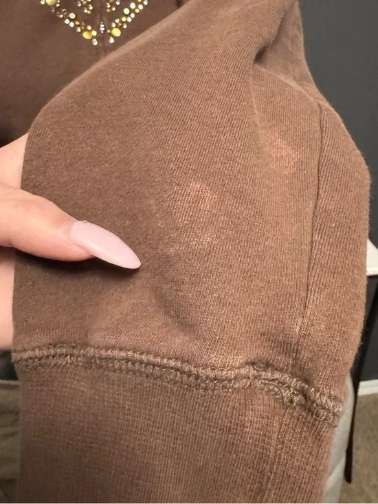 ROXY Vintage Y2K Bedazzled Logo Brown Zip Hoodie - Picture 3 of 6